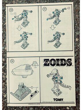 1981 Zoids Tomy Instructions Sheet Zoid Model Toy Paper Japan